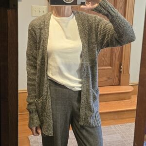 Mossimo Supply Co. Forest Green & Ivory Long Cotton Cardigan | M